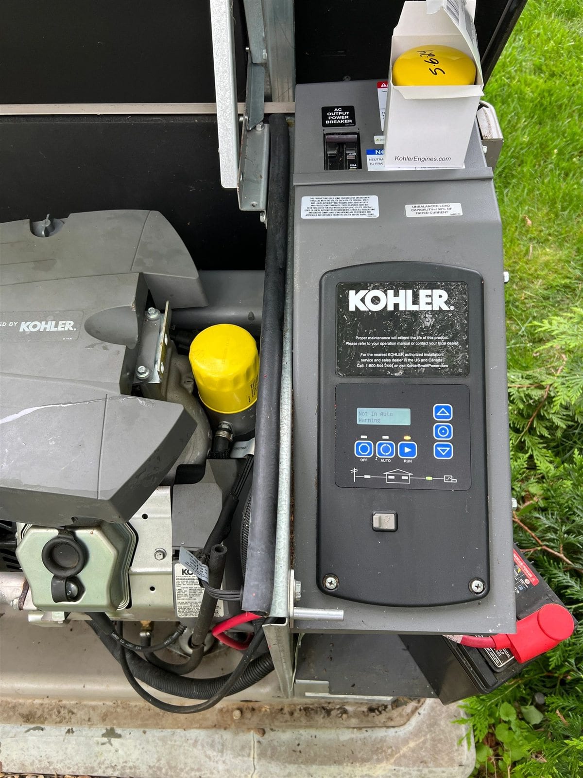 Kohler standby generator after oil and filter service